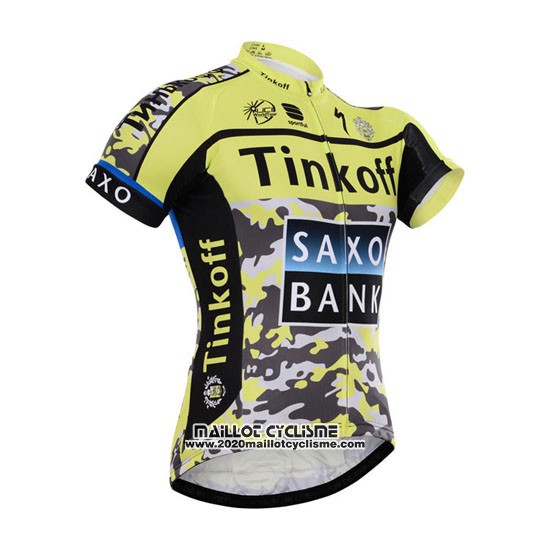 2015 Maillot Ciclismo Tinkoff Saxo Bank Noir et Jaune Manches Courtes et Cuissard